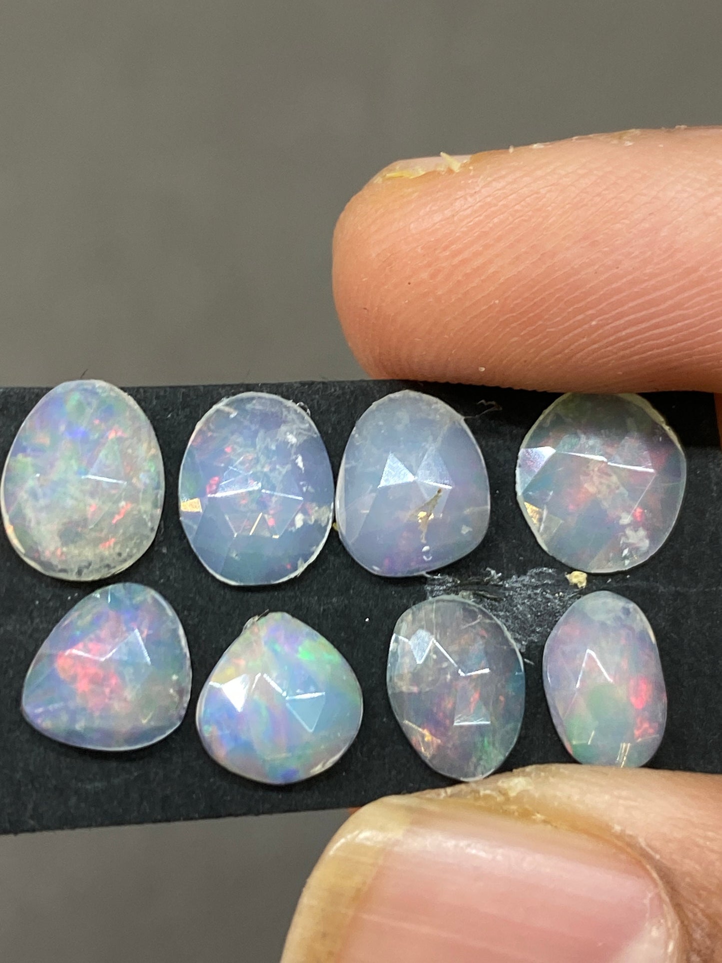 Scintillating blue green multi fire Ethiopian opal rosecut Welo opal rosecut aaa quality wt 4.5 cts pcs 8 size 7x6mm-9x7mm rosecut fire opal