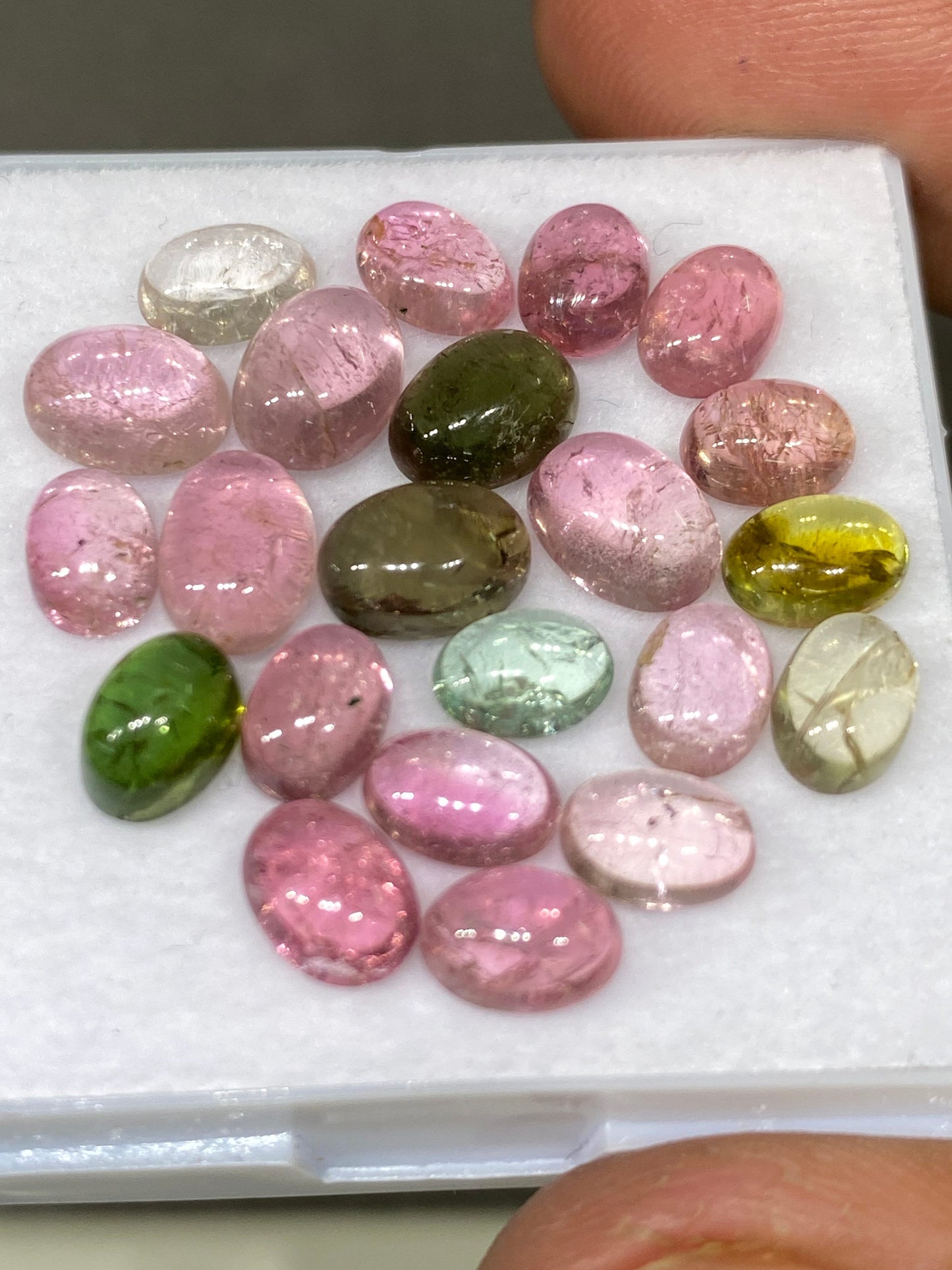 Dazzling rare Pink multi tourmaline oval cabochons lovely quality size 7x5-8x6mm fine  quality pcs 22 wt 25.40 cts pink tourmaline cabochons