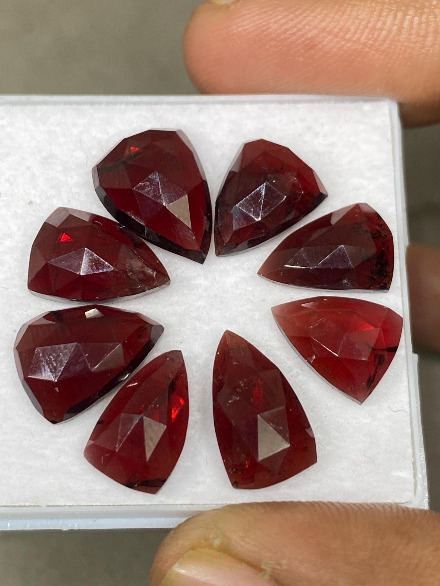 Delightful rare rosecut red garnet shield fancy garnet rosecut 11.8x9mm-14x10mm pcs 8 wt 40.70 cts shield orange garnet rosecut