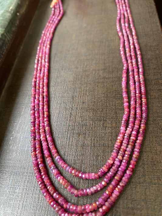 Ruby longido beads faceted size 3-4mm 120 carats 14 inches to 16 inches  unheated ruby beads necklace ruby faceted beads longido mines