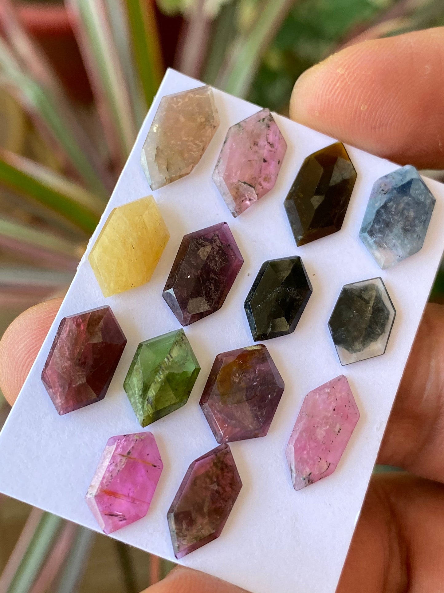 Gorgeous Extremely rare watermelon tourmaline stepcut hexagons wt 31 carats pcs 14 size 12x7mm-16.2x8.3mm tourmaline hexagon  stepcuts