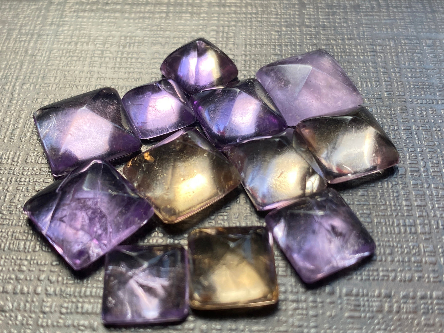 Stunning rare Ametrine sugar loaf cabochons  weight 53 cts pcs 12 size 8.8x8.4mm-11.8x11.5mm ametrine  sugar loaf cabcohon