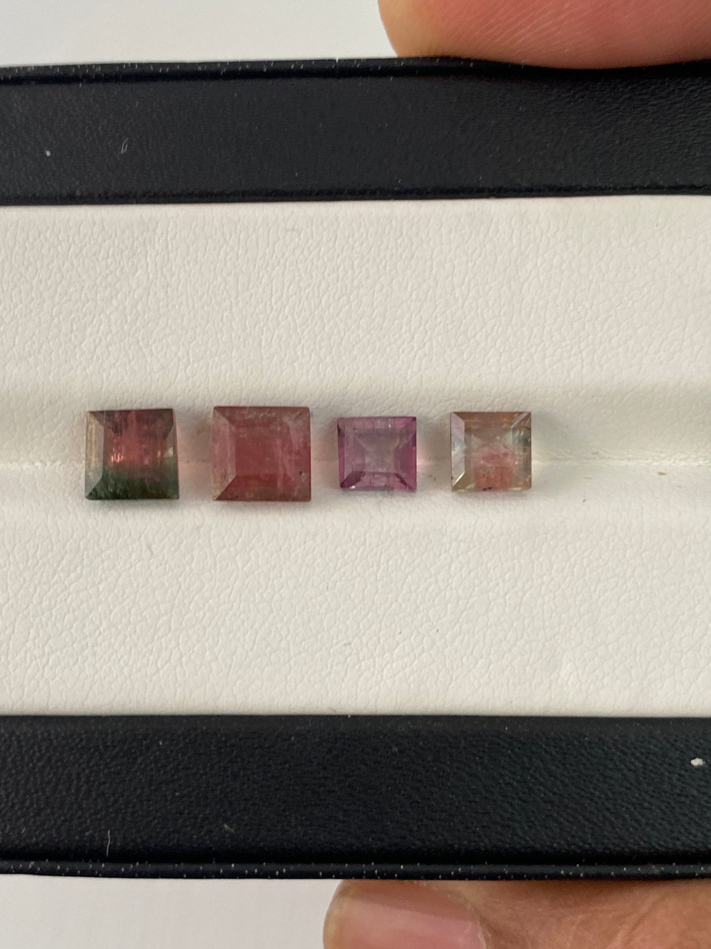 Lovely Rare Watermelon Tourmaline cutstones pcs 4 wt 5 carats size 5-6mm tourmaline cuts princess squares cutstones bi color tourmaline