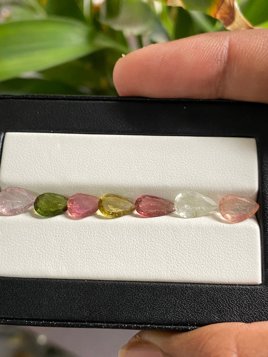 Gorgeous Rare Multi Tourmaline pear cutstones pcs 7 wt 6 cts 8x6.3mm-10.5x5mm tourmaline cuts pears cutstones pink  tourmaline