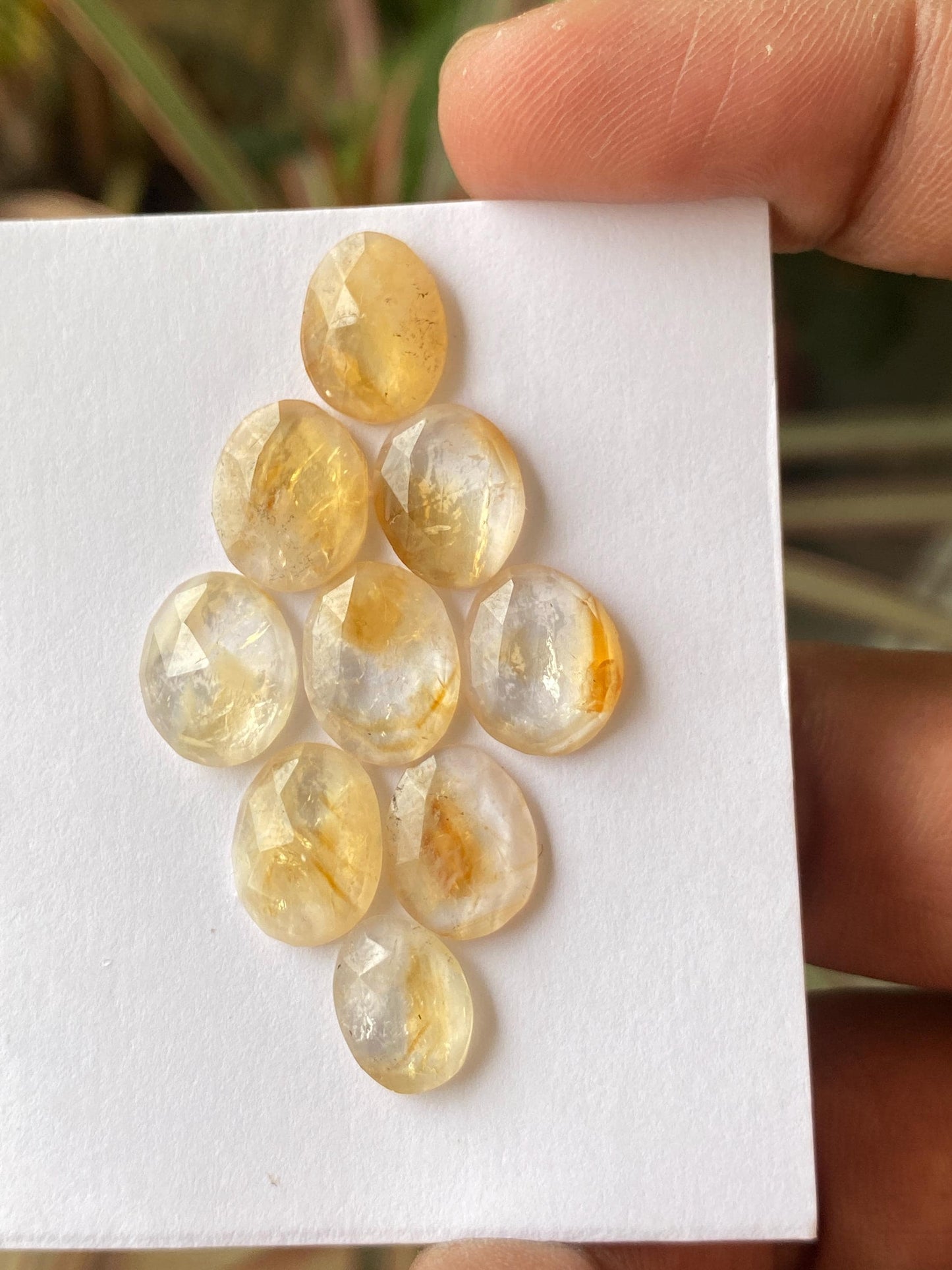 Lovely Bicolor Citrine rosecut bi color wholesale lot pcs 9 wt 29 carats good size 13x10-11x8mm natural citrine rosecut flatback