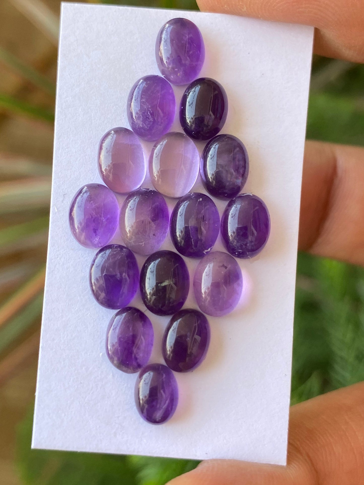 Cute amethyst oval cabochon pcs 16 wholesale lot weight 23.50 carats size 7.2x6.4mm-8.5x6mm amethyst cabochons