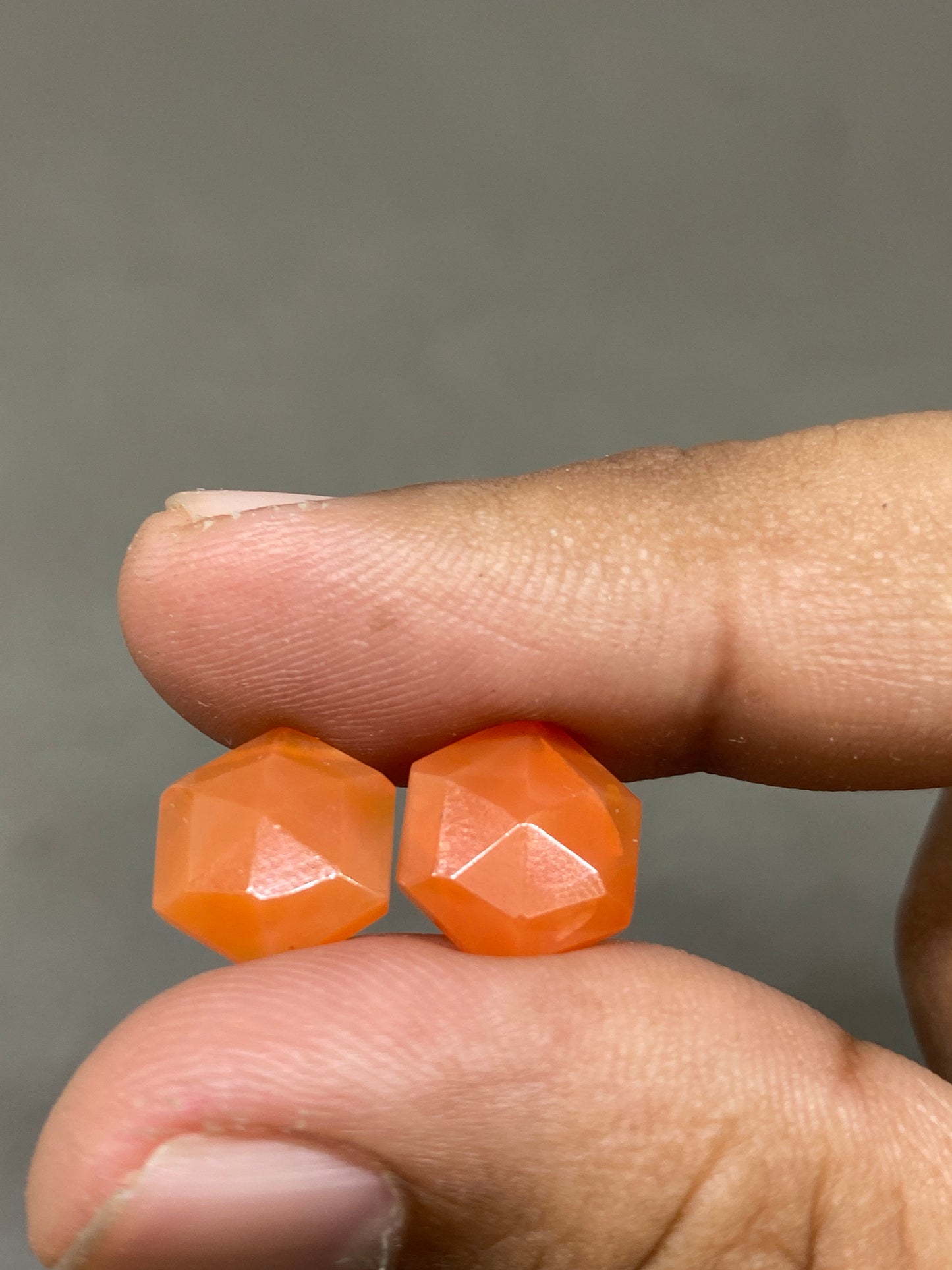 Fabulous carnelian hexagon top drilled step cuts pair for earrings wt  cts pcs 2 size carnelian hexagon stepcut