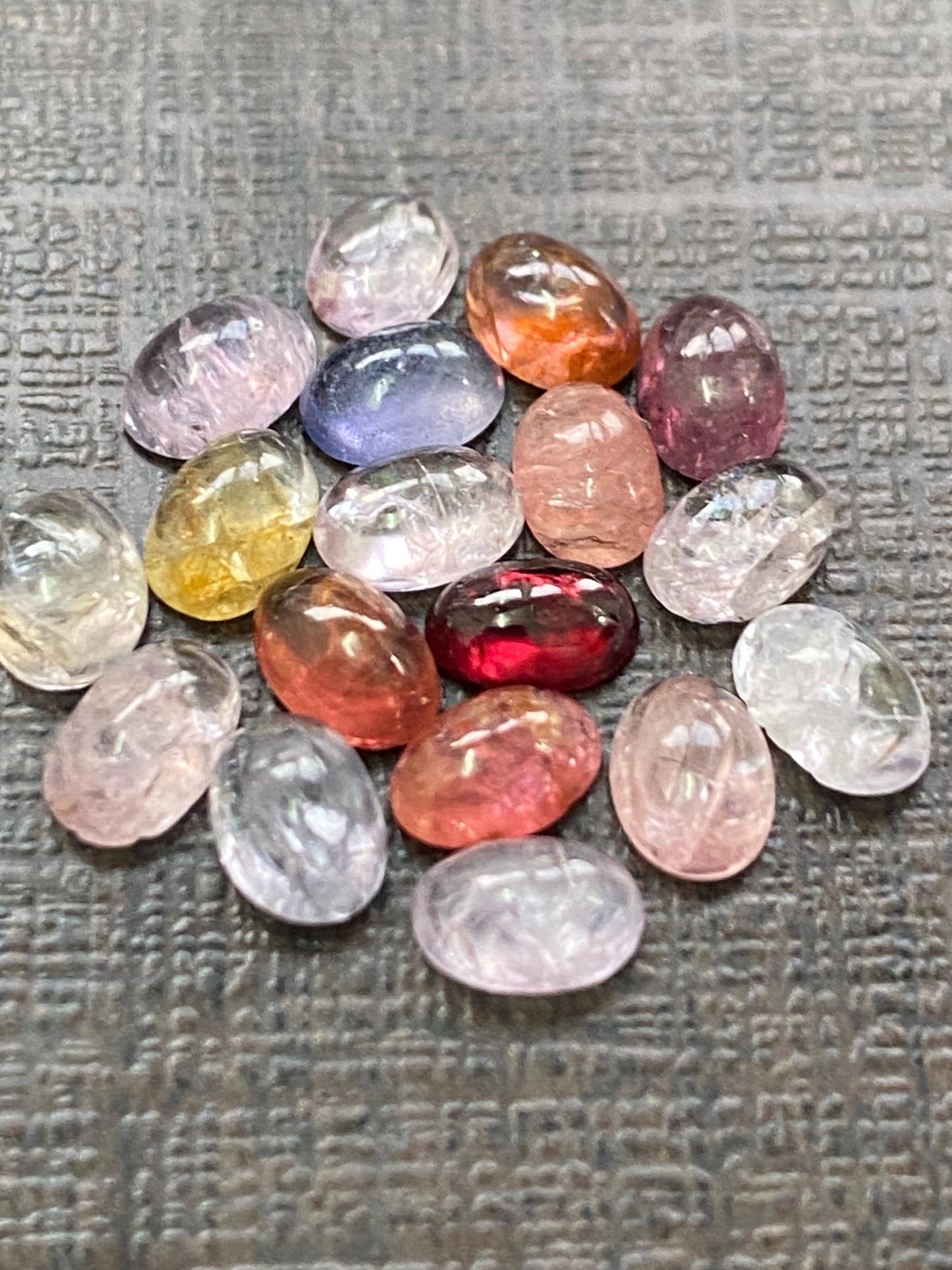 Stunning rare Burma mines spinel oval shape cabochons smooth weight 9.70 carats size 5x4mm-8.5x4mm pcs 17 spinel oval cabochons