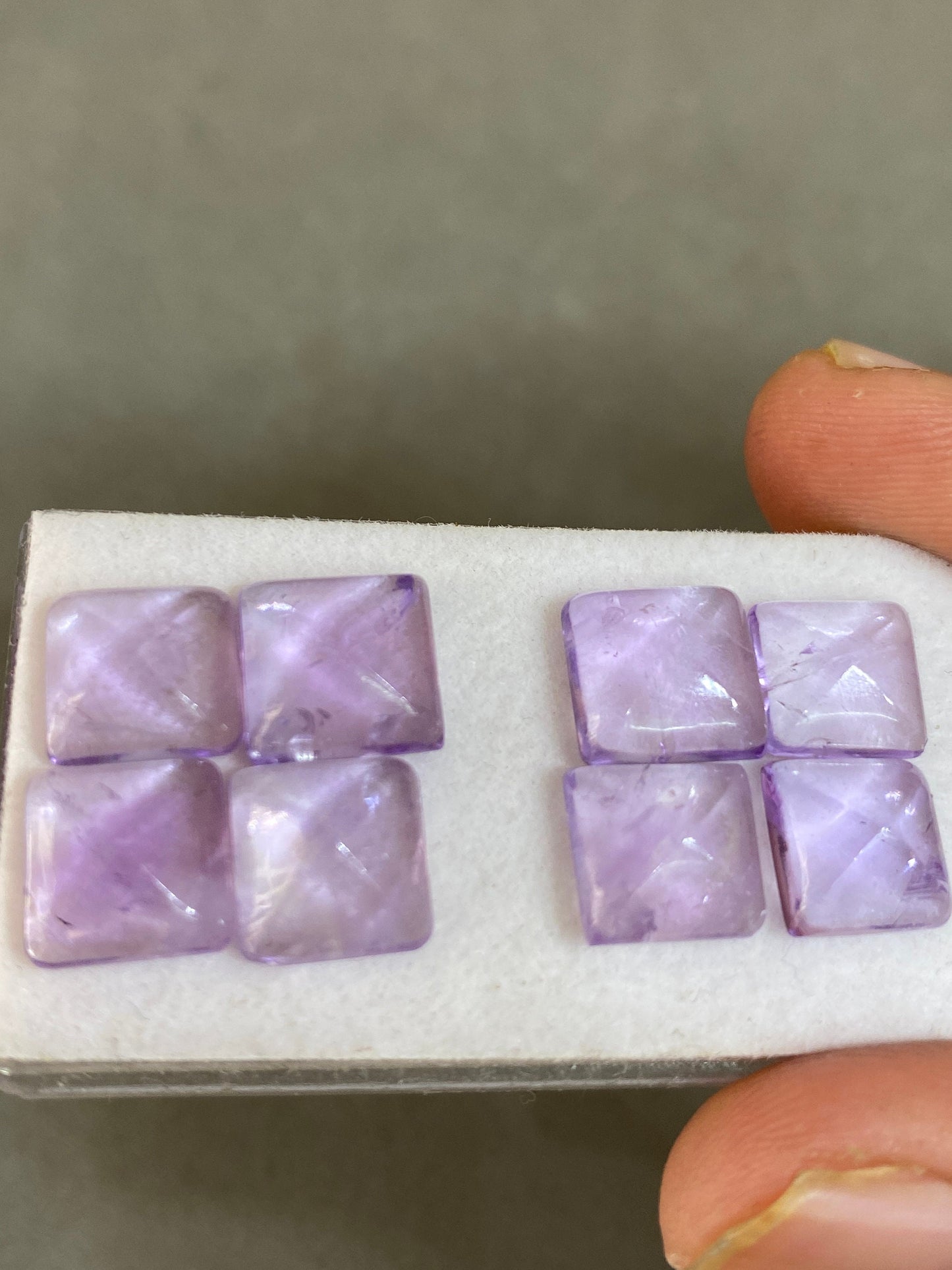 Stunning rare amethyst sugar loaf cabochons pair  weight 24 cts pcs 8 size 9.5x9.3mm-10mm amethyst  sugar loaf cabcohon pairs