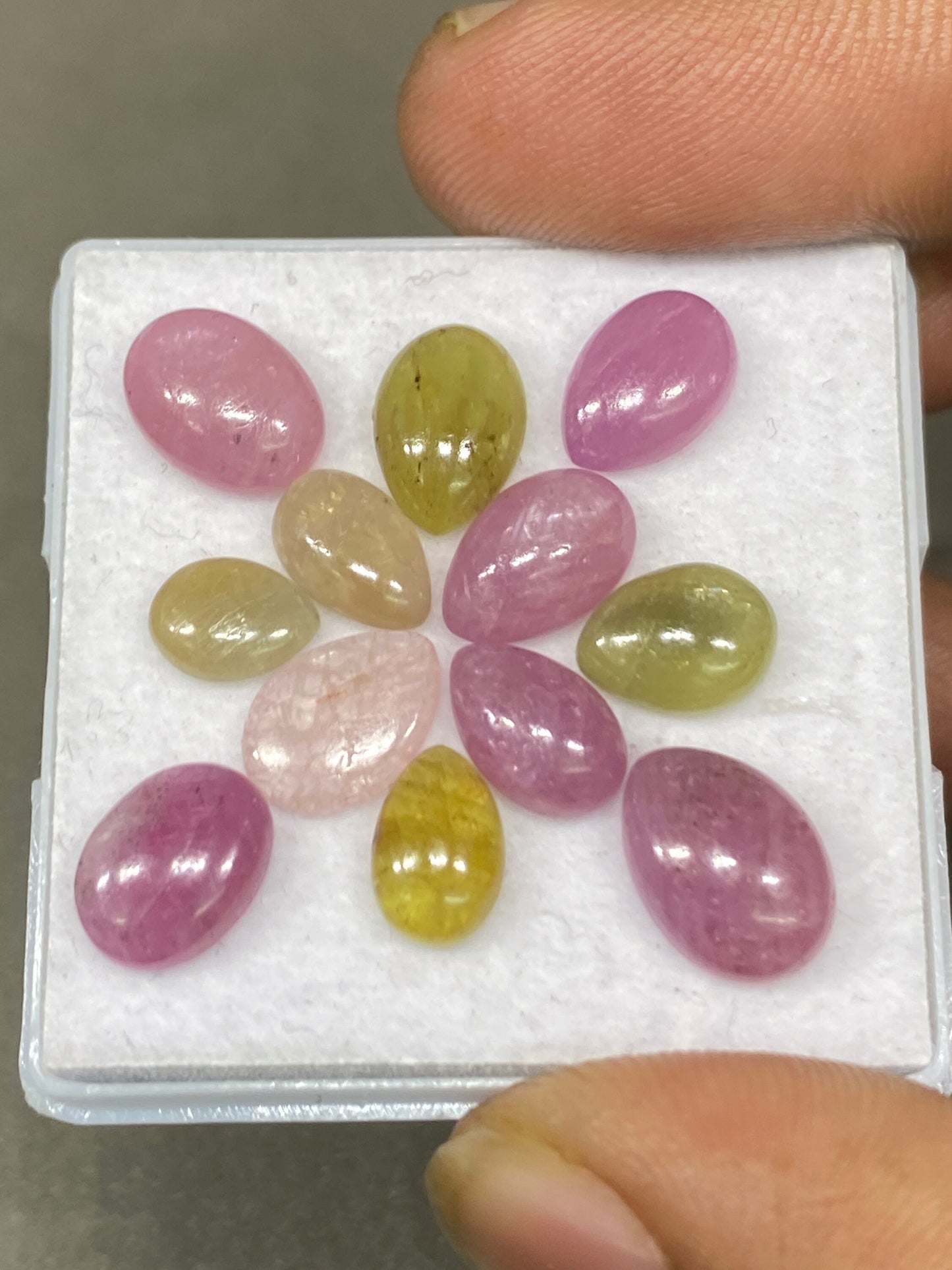 Rare natural umba multi sapphire pear cabochons beautiful lot lovely size 7.8x6-11.7x8.4mm weight 28.60 carats pcs 12 colorful sapphire