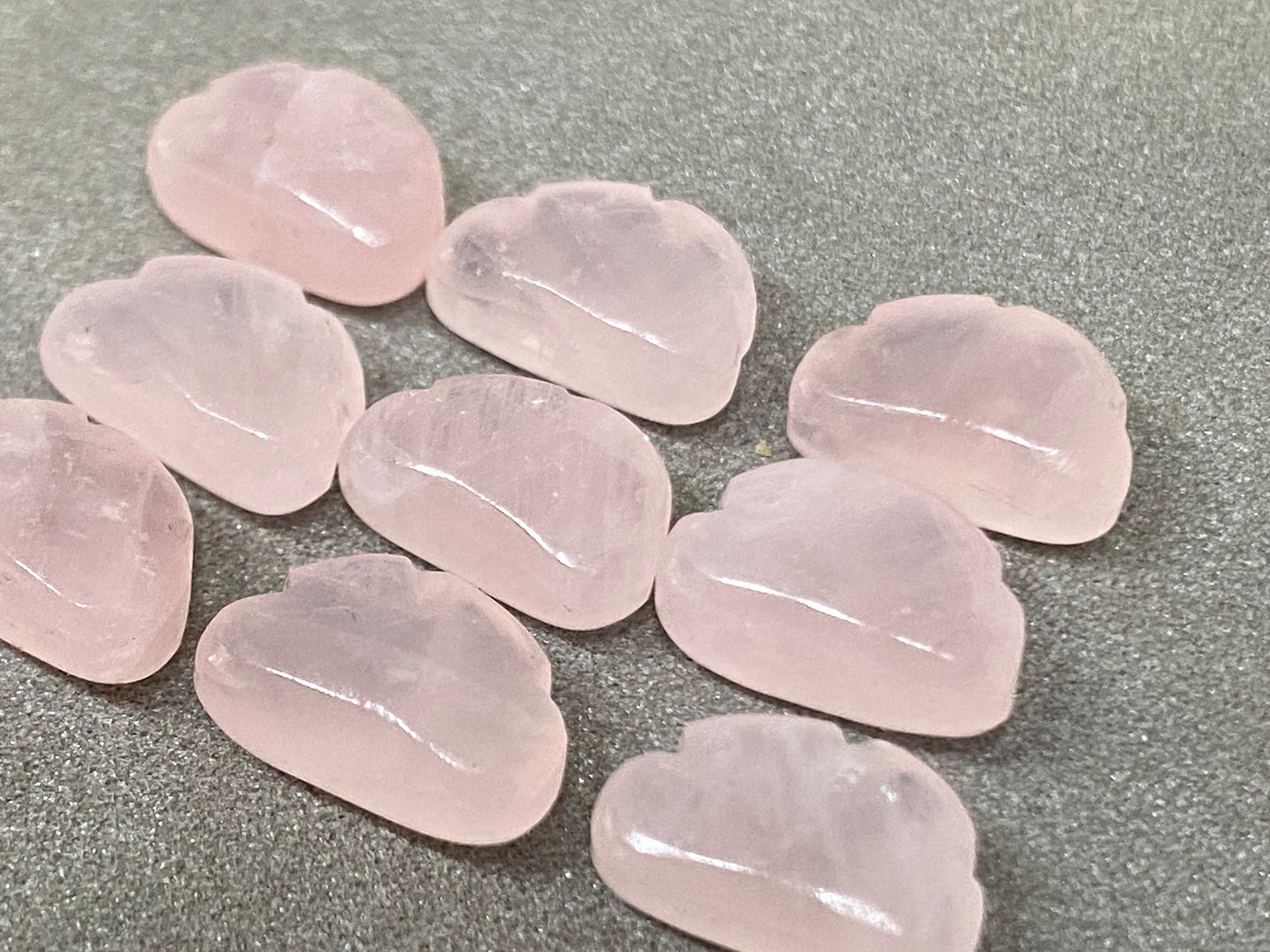 Natural Rose quartz  cloud smooth hand carved 12x8mm rose quartz clouds carving