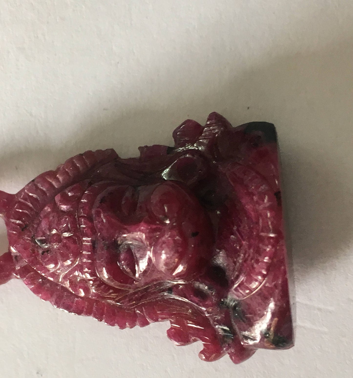 Beautiful Lord Hanuman  Carving rare ruby weight 43 carats size 36x22mm lord Hanuman carving rare ruby gem