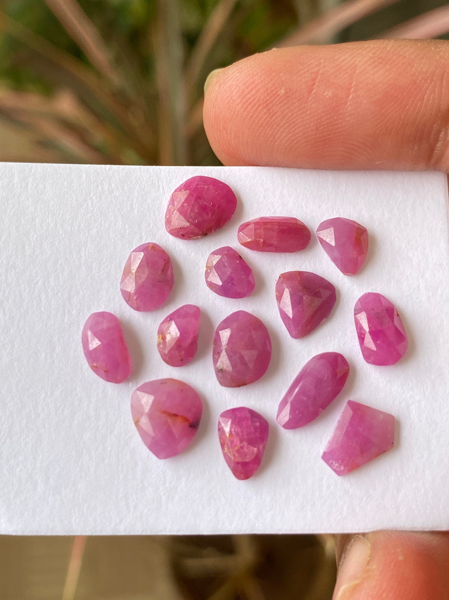 Very Rare natural unheated untreated ruby rosecut flats amazing color mixed shapes wt 16 cts  pcs 14 size ruby cut