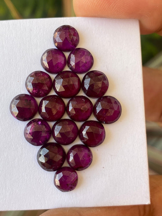 Gorgeous rare  Rhodolite garnet round shape rosecut weight 29 carats pcs 16 size 6.5mm-7.5mm round rosecut garnet