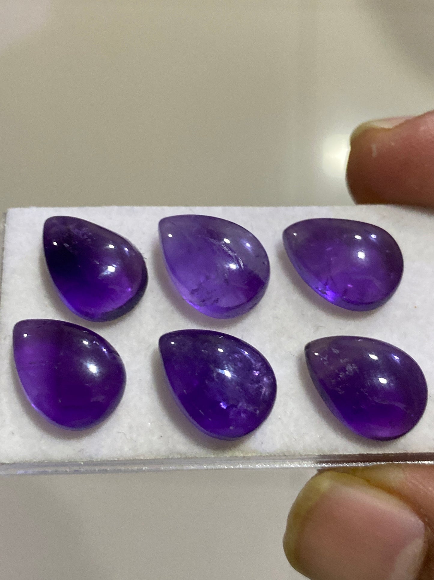 Amethyst pear cabochon natural amethyst pcs 6 wt 35 carats size 14x10mm amethyst cabochon pear