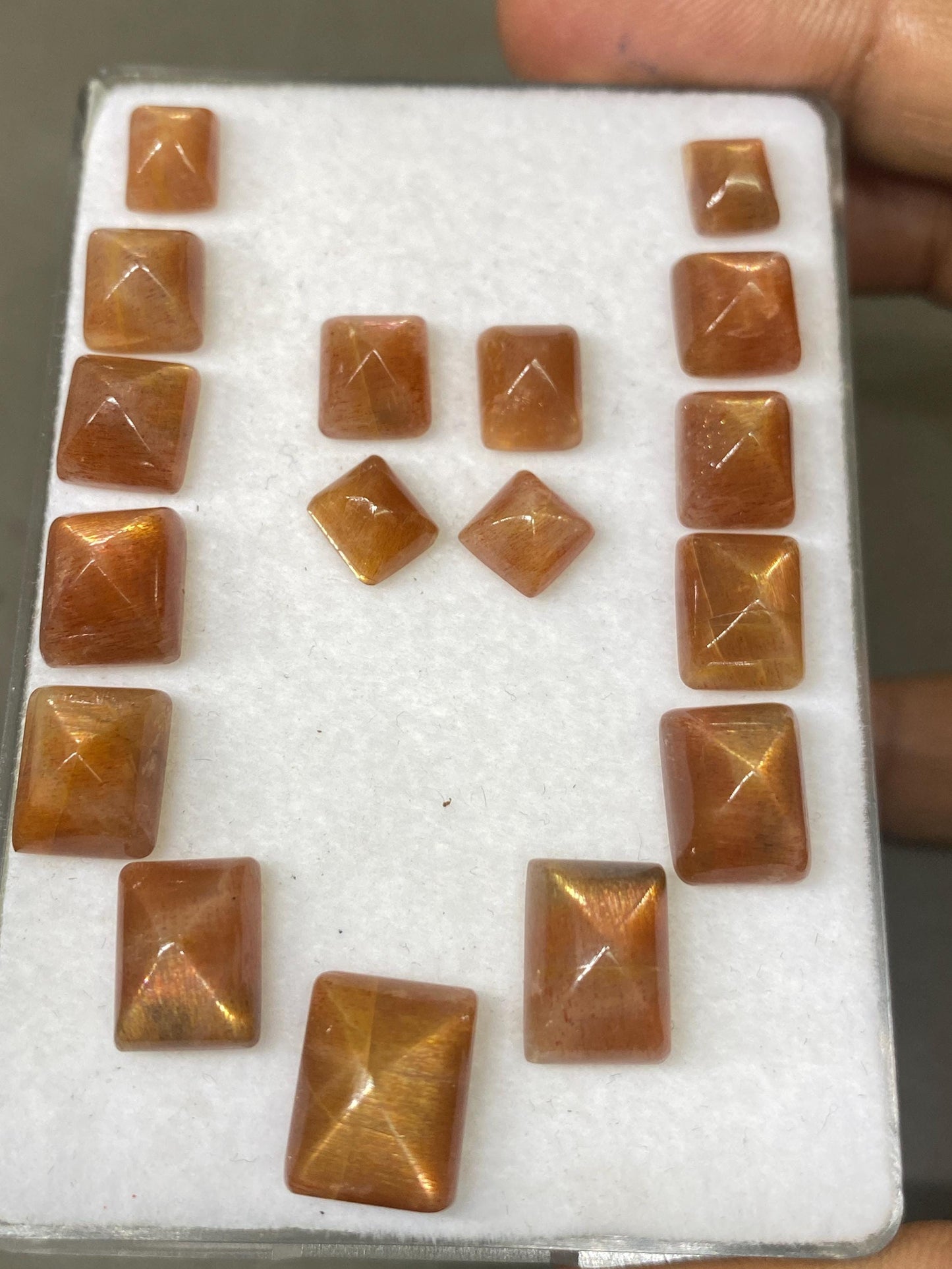 Beautiful natural African lattice sunstone sugar loaf cabochons necklacewt 61 cts pcs 17 size 7x6mm-13x10mm lattice sunstone  cabochons