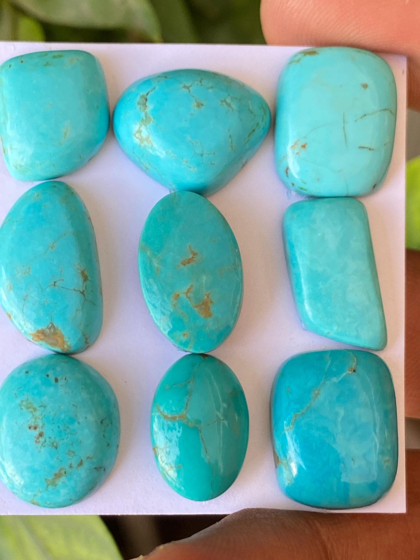 Rare Arizona mines Turquoise cabochons  natural smooth polished ovals fancy pears pcs 9 wt 80.50 carats 15x10-17x14mm turquoise cabochons