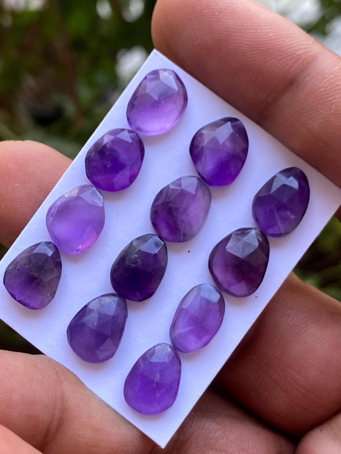 Nice amethyst rosecut flatback beautiful fine polish and cutting weight 30 carats size 10x8-21x9mm pcs 12 rosecut amethyst