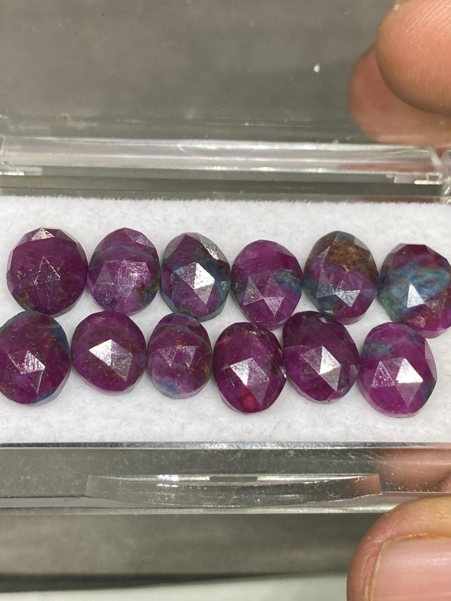 Gorgeous rare natural ruby fuschite rosecut ovalish lot  pcs 12 wt 46.25  cts size  9x7mm-11x8mm unheated untreated ruby rosecut