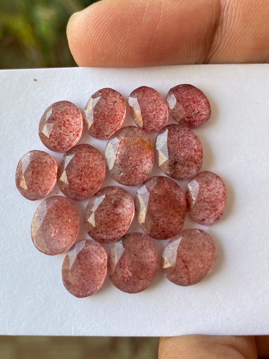 Ravishing Strawberry quartz rosecut wt 36 cts pcs 15 size 9.2x7.5mm-11.8x9.7mm pink strawberry quartz rosecut gems rings pendants supply