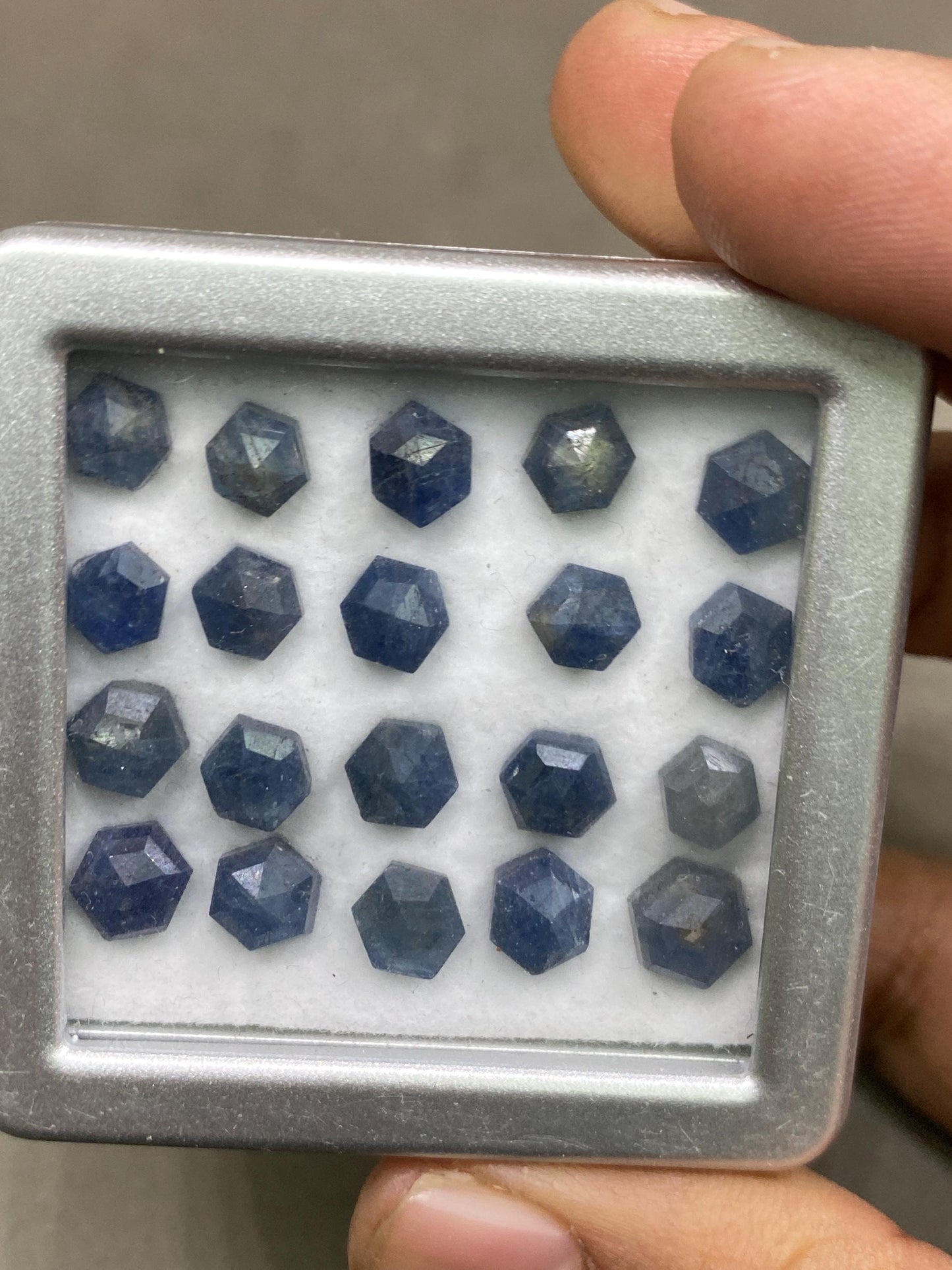 Cute Rare blue sapphire hexagon step cuts  wt 34.70 cts  Pcs  20 size 7x5.5mm-8x7mm blue sapphire stepcut hexagon flatbacks