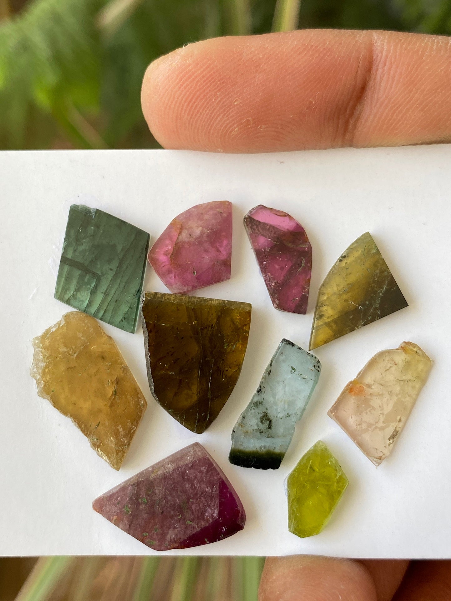 Superb Watermelon multi tourmaline geometric cut flats lot fine quality wt 33 cts size 12x7mm-17x14mm pcs 10 natural tourmaline geometric