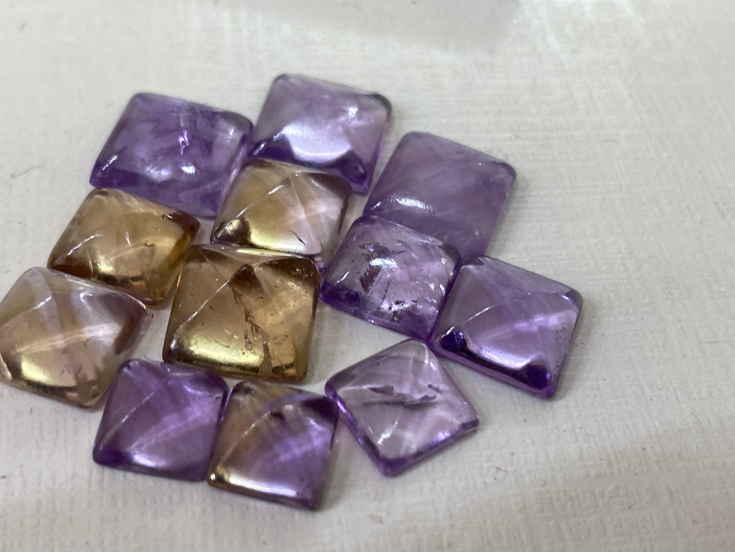 Stunning rare Ametrine sugar loaf cabochons  weight 53 cts pcs 12 size 8.8x8.4mm-11.8x11.5mm ametrine  sugar loaf cabcohon