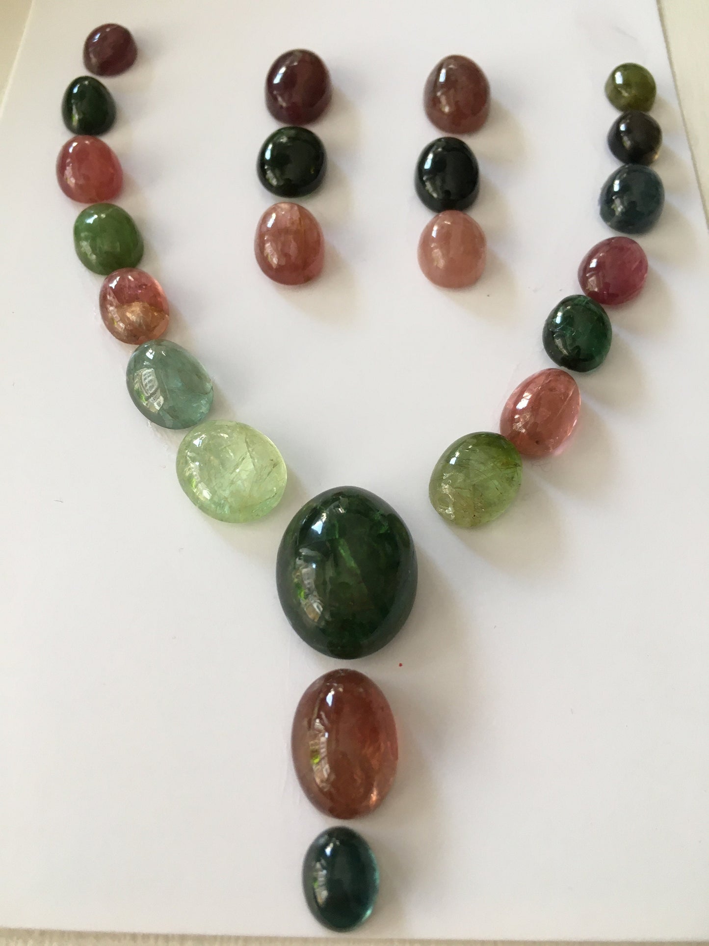 Luscious rare tourmaline oval cabochons necklace beautiful fine quality necklace tourmaline cabochon ovals