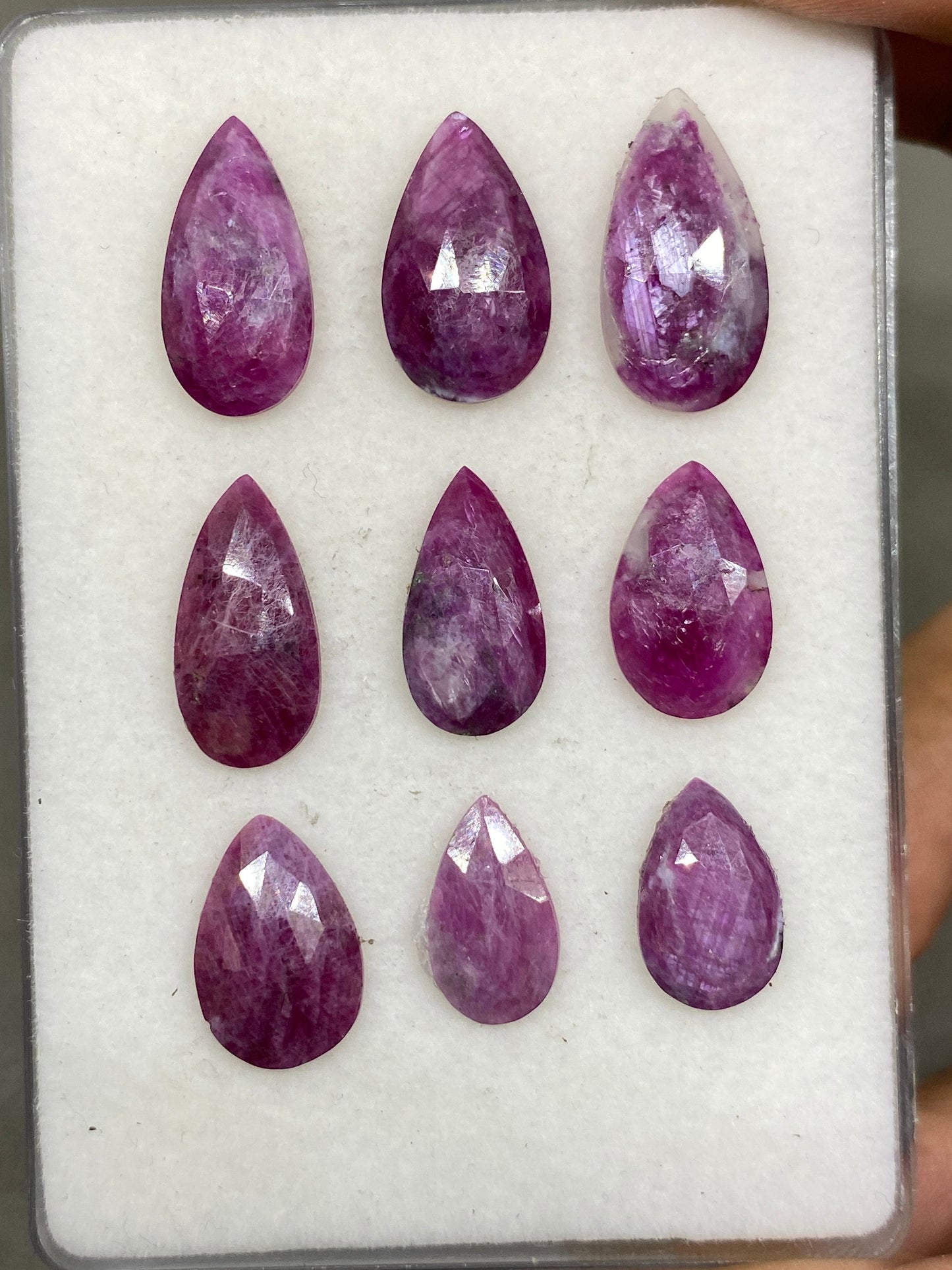 Stunning Rare star sheen ruby rosecut pear shape ruby Longido mines ruby wt 39 cts pcs 9 size 14x8mm-20x10mm  silky ruby rosecut