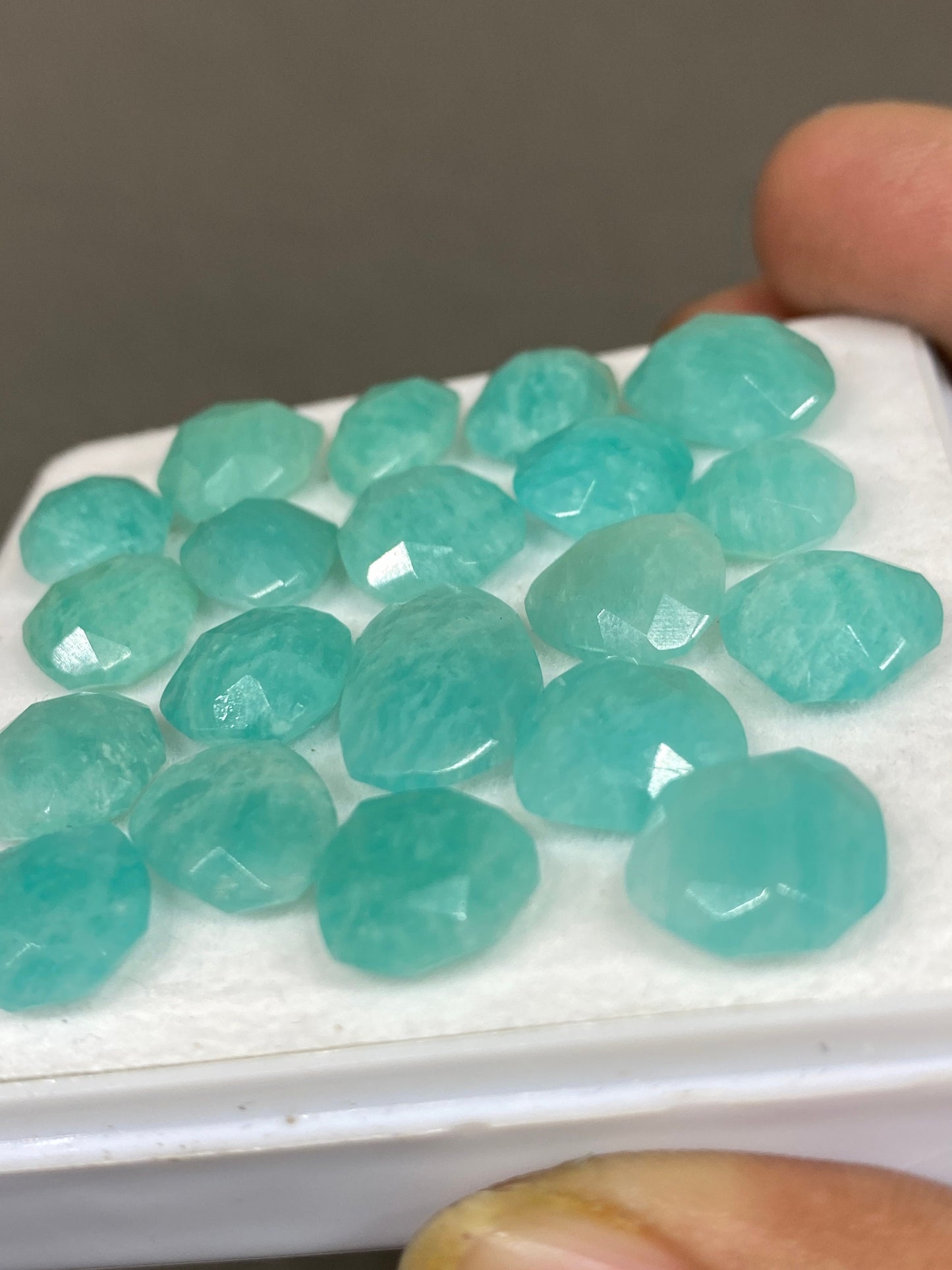 Fancy amazonite rosecut flats good quality weight 72 carats size 9.8x8.8mm-16x11.5mm pcs 20 rosecut amazonite fancy shape