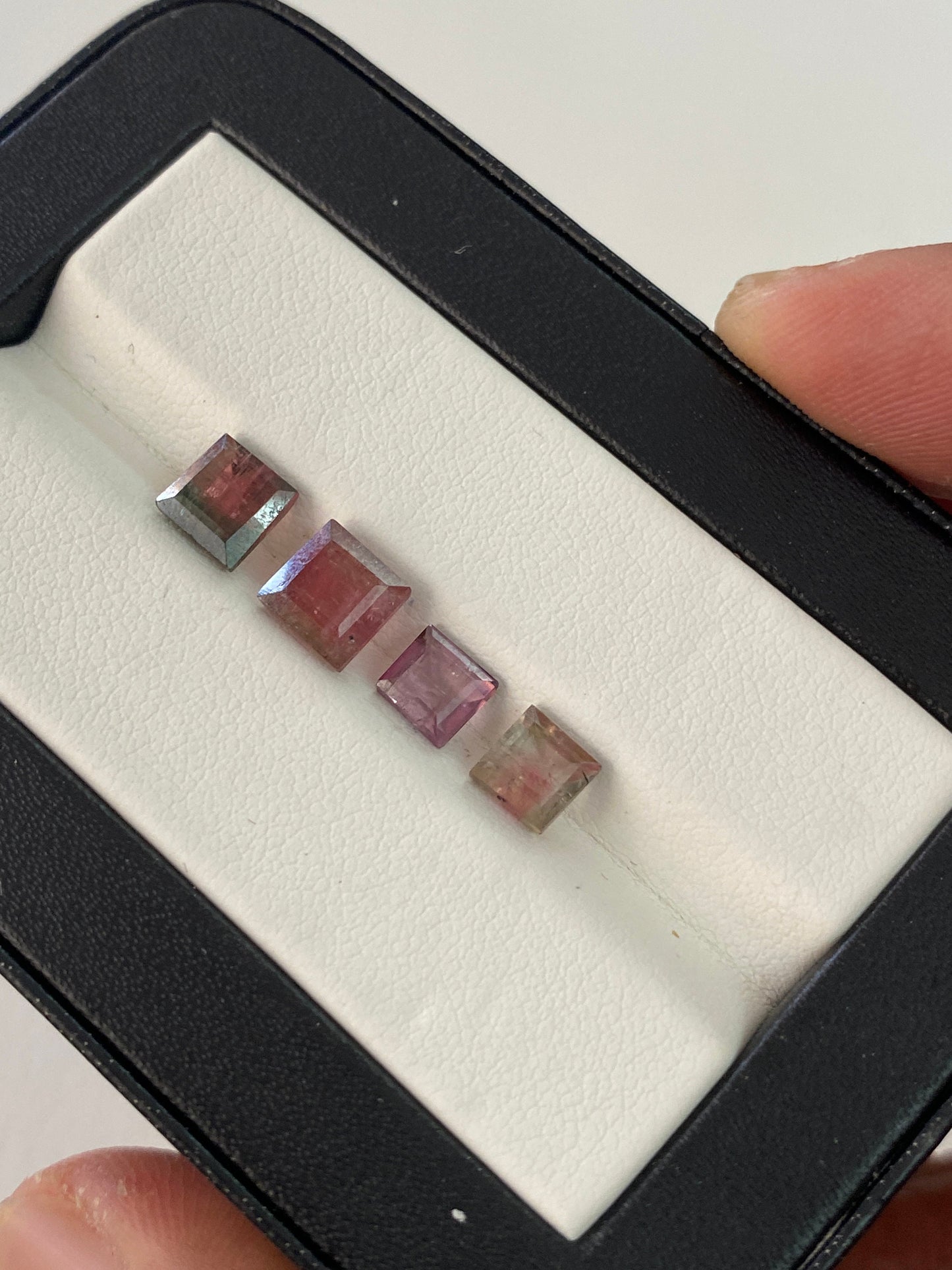 Lovely Rare Watermelon Tourmaline cutstones pcs 4 wt 5 carats size 5-6mm tourmaline cuts princess squares cutstones bi color tourmaline