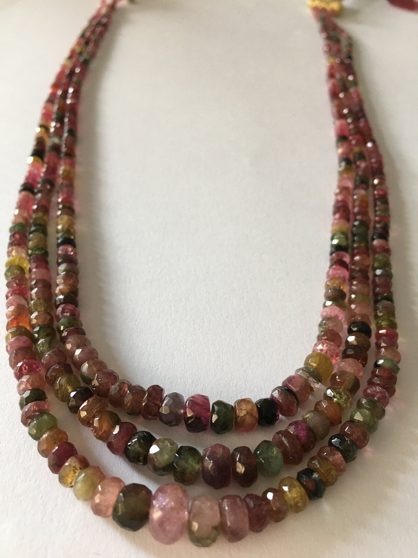 Beautiful multi tourmaline faceted beads necklace amazing quality lovely color