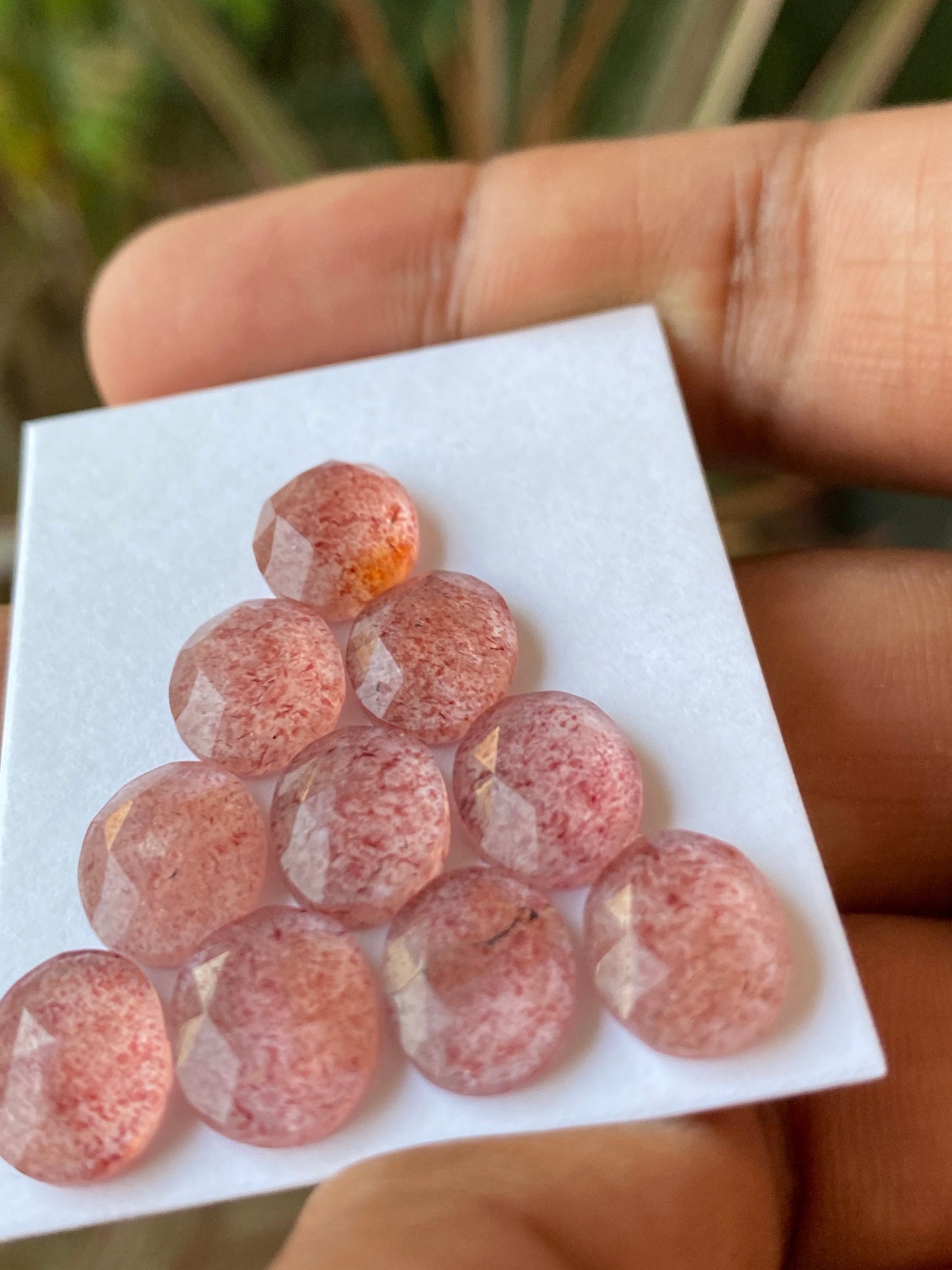 Fascinating Strawberry quartz rosecut wt 29 carats pcs 10 beautiful pink strawberry quartz rosecut good size 11x8-11x9mm quartz rosecut gems