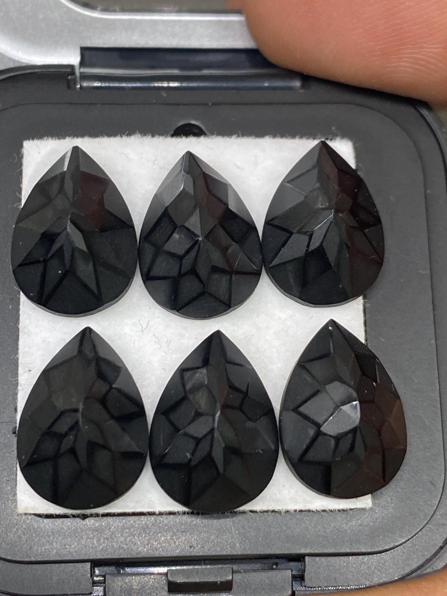 Rare Precision cut black spinel pear cut stones amazing quality pcs 6 weight 44 carats size 14x10mm black spinel cutstones