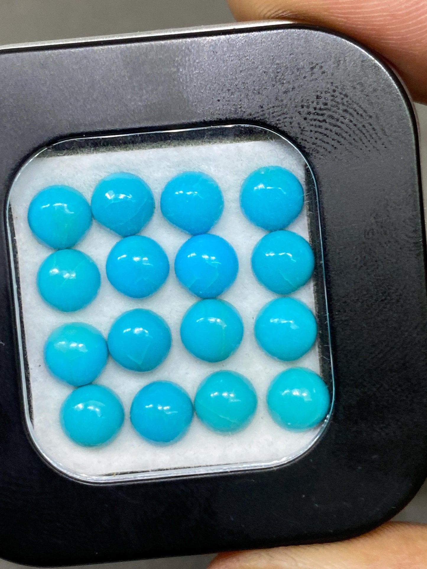 Rare Arizona mines Turquoise round cabochons  natural smooth polished pcs 16 wt 13.65 carats turquoise cabochons(color lighter than picture)