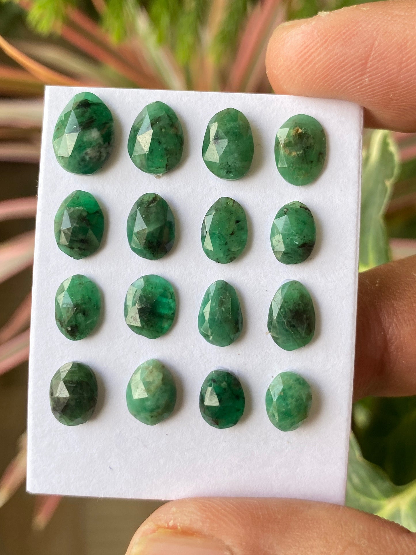 Gorgeous rare Emerald rosecut wt  cts size 7x5mm-10x7mm Pcs 16 natural emerald rosecut good color beautiful wholesale lot