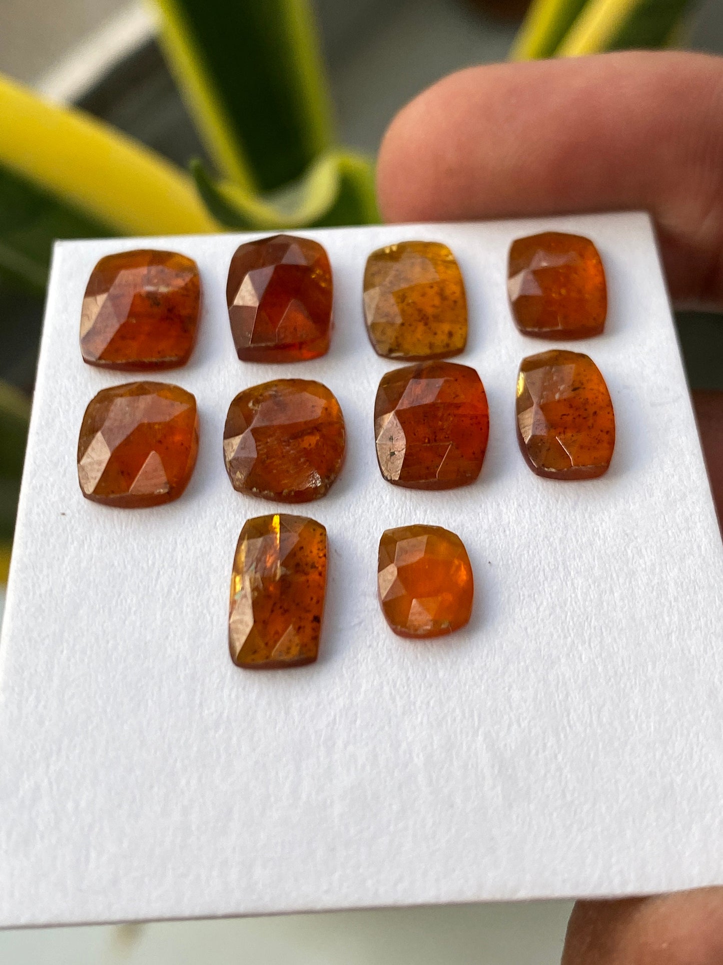 Gorgeous Rare orange kyanite rosecut cushion  flats fine quality wt 22 cts pcs 10 size 7.8x5.7mm-11.5x8.2mm quality rosecut kyanite