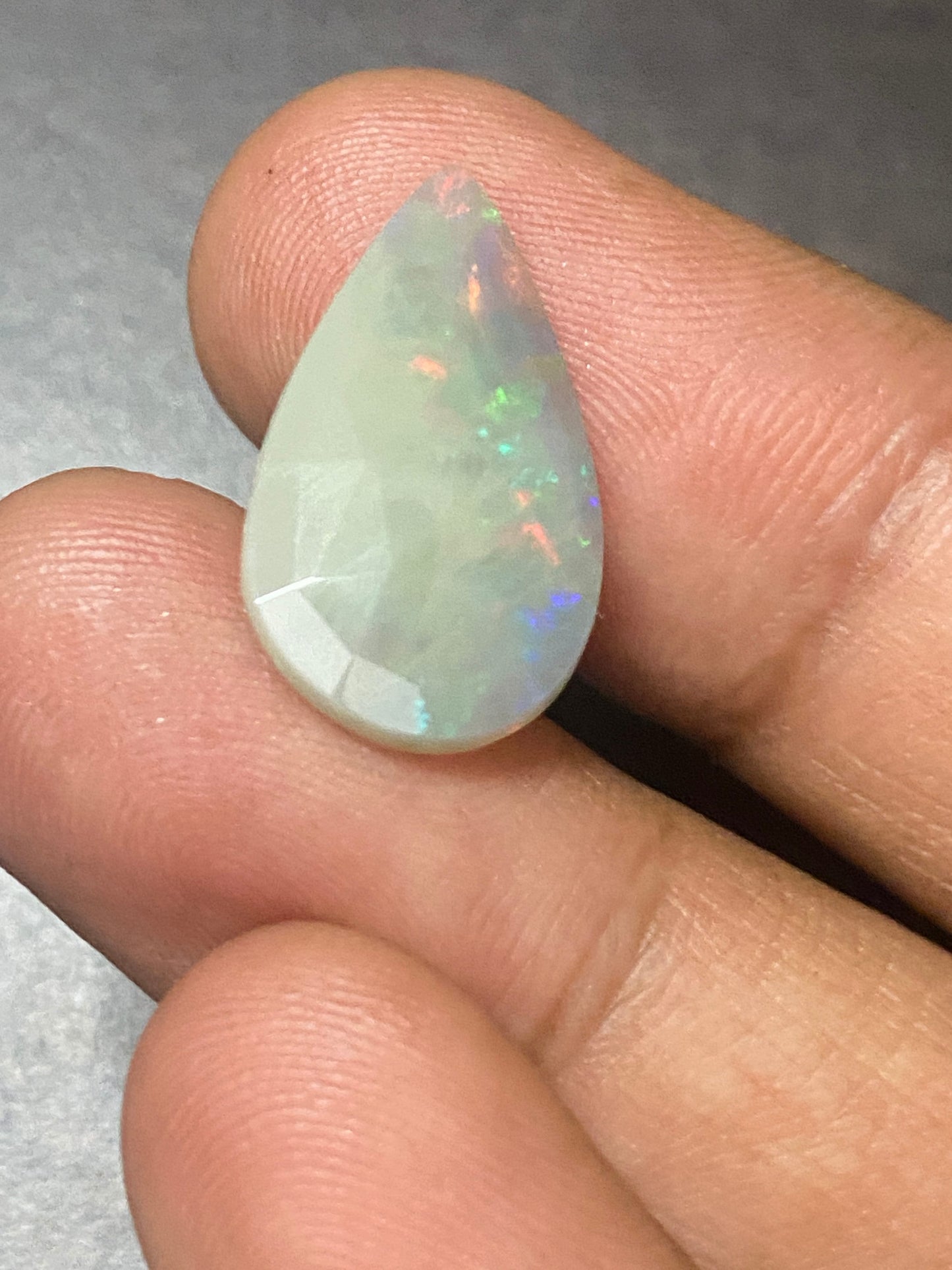 Dazzling single piece Ethiopian opal rosecut  Welo opal rosecut pear ring  21x12.5mm wt 4.5 cts  rosecut opal beautiful fire  opal rosecut