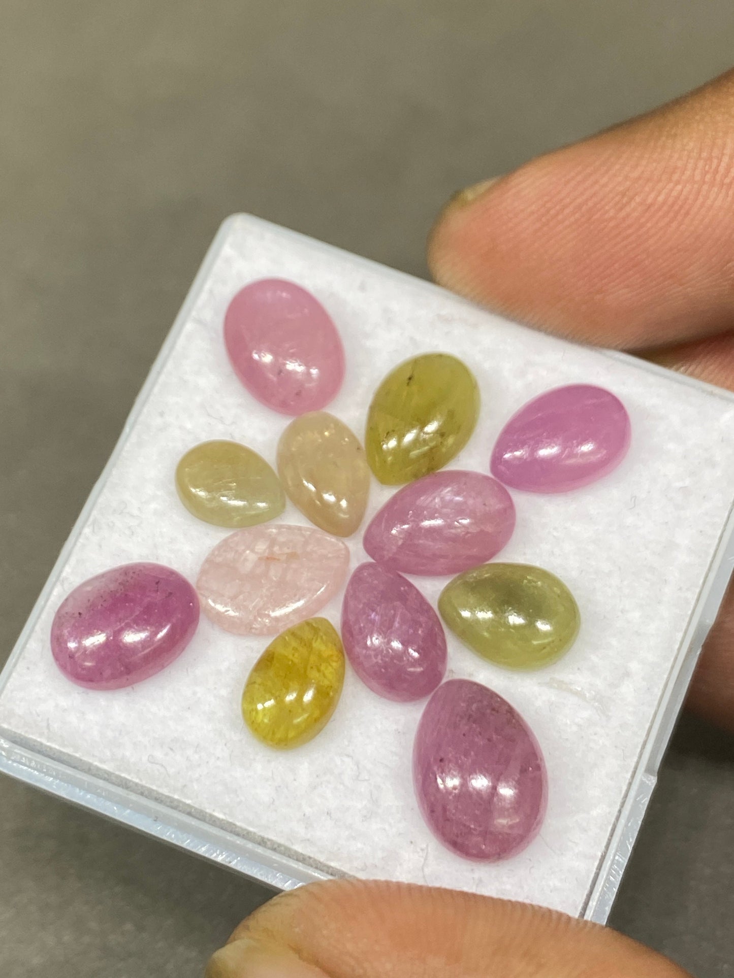 Rare natural umba multi sapphire pear cabochons beautiful lot lovely size 7.8x6-11.7x8.4mm weight 28.60 carats pcs 12 colorful sapphire