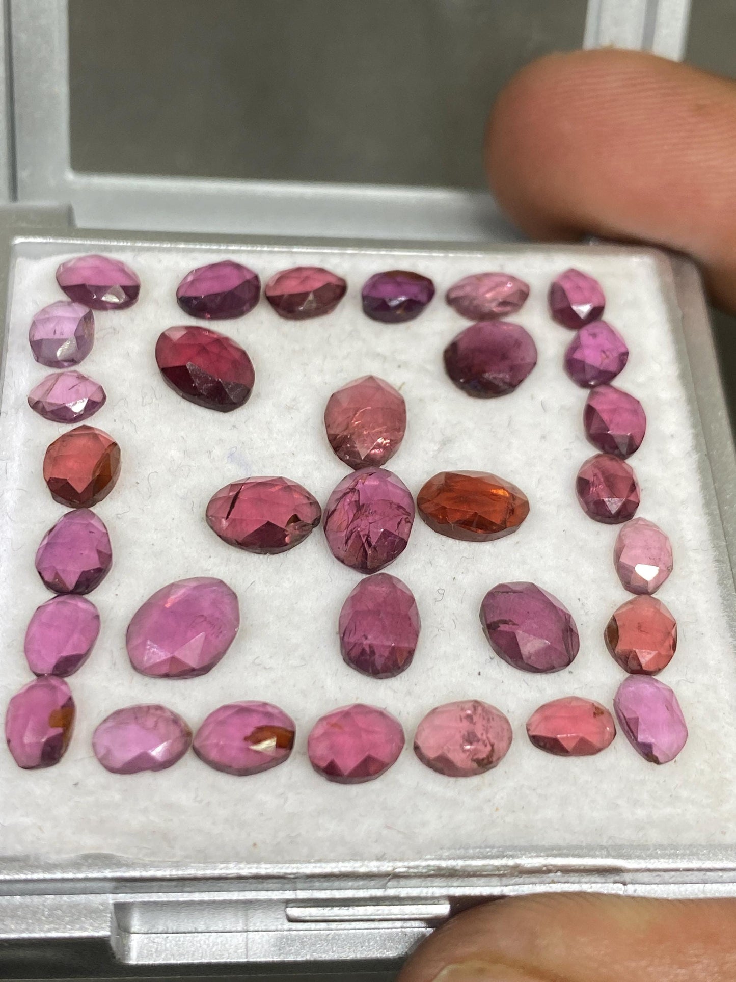 Rhodolite pink garnet Rosecut size wt 20.90 cts pcs 32 size 4mm-7.9x5mm   lovely pink garnet Rosecut rhodolite garnet slices