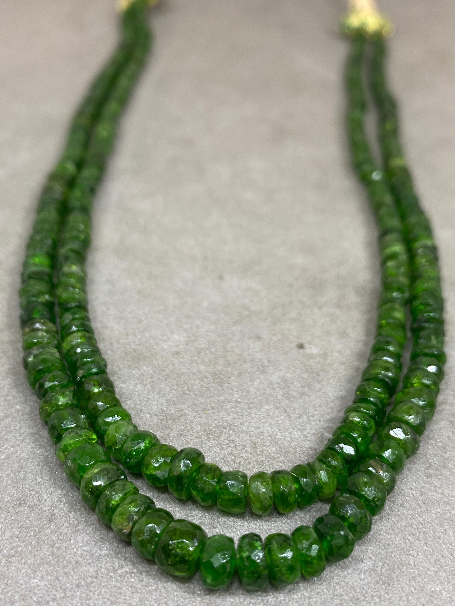 Stunning rare chrome diopside faceted beads rare necklace weight 153 cts size 3.5mm-6mm  length 15 inches and 16 inches