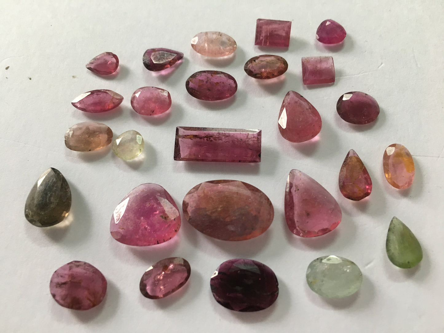 Rare natural tourmaline flat cutstones weight 35.30 carats lightweight jewelry supply tourmaline flat cut mix shapes 7.1x5-16.5x11.2 mm