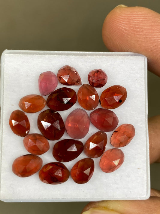 Cute rare rosecut red garnet fancy garnet rosecut pcs 19 wt 23 cts mix sizes 5mm-8x7mm ovalish shapes red garnet rosecut