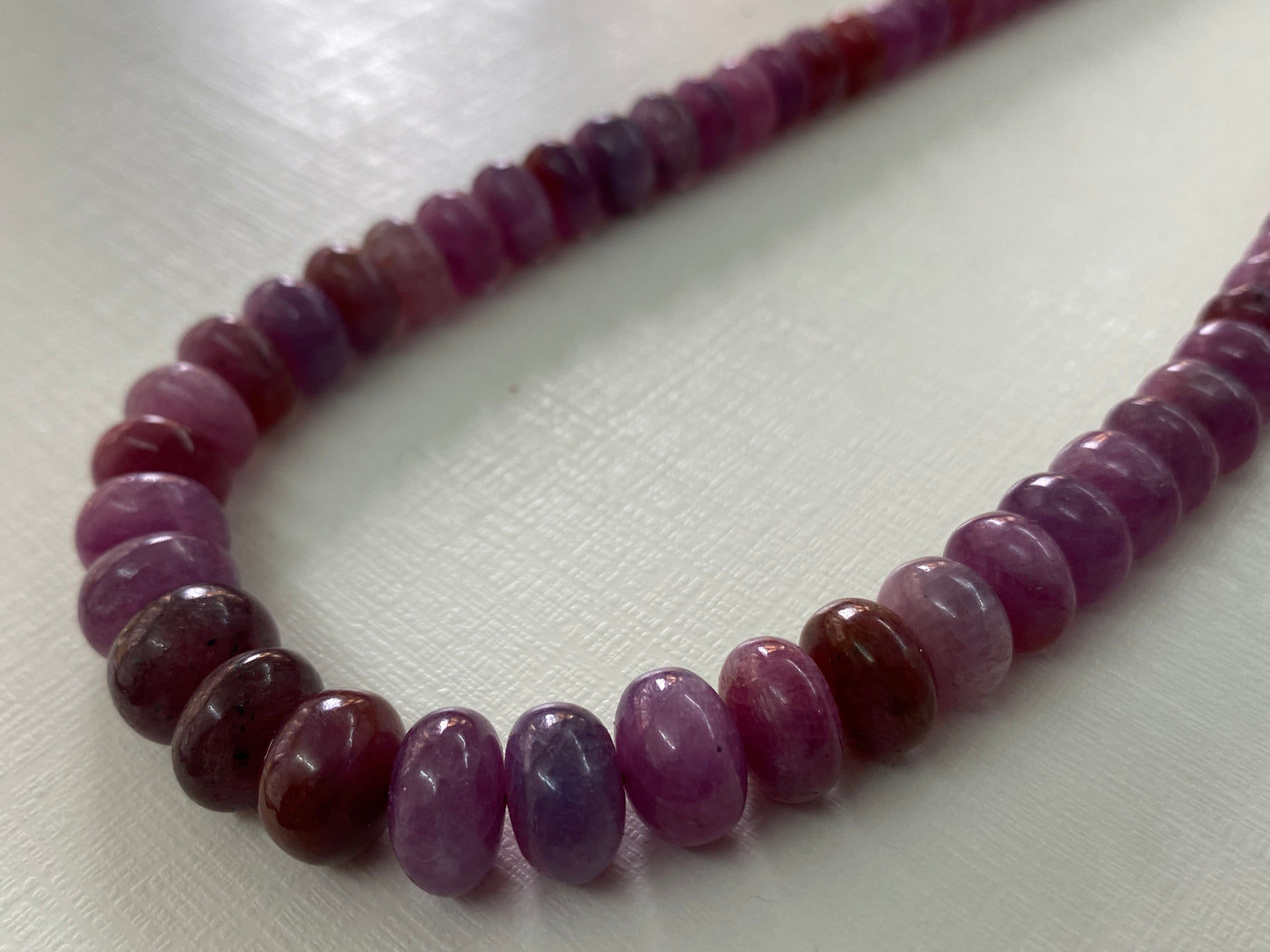 Very Rare beautiful Pink Sapphire smooth polished beads necklace 15 inches wt 446 carats size 7.9-11.4mm Natural Pink Sapphire beads