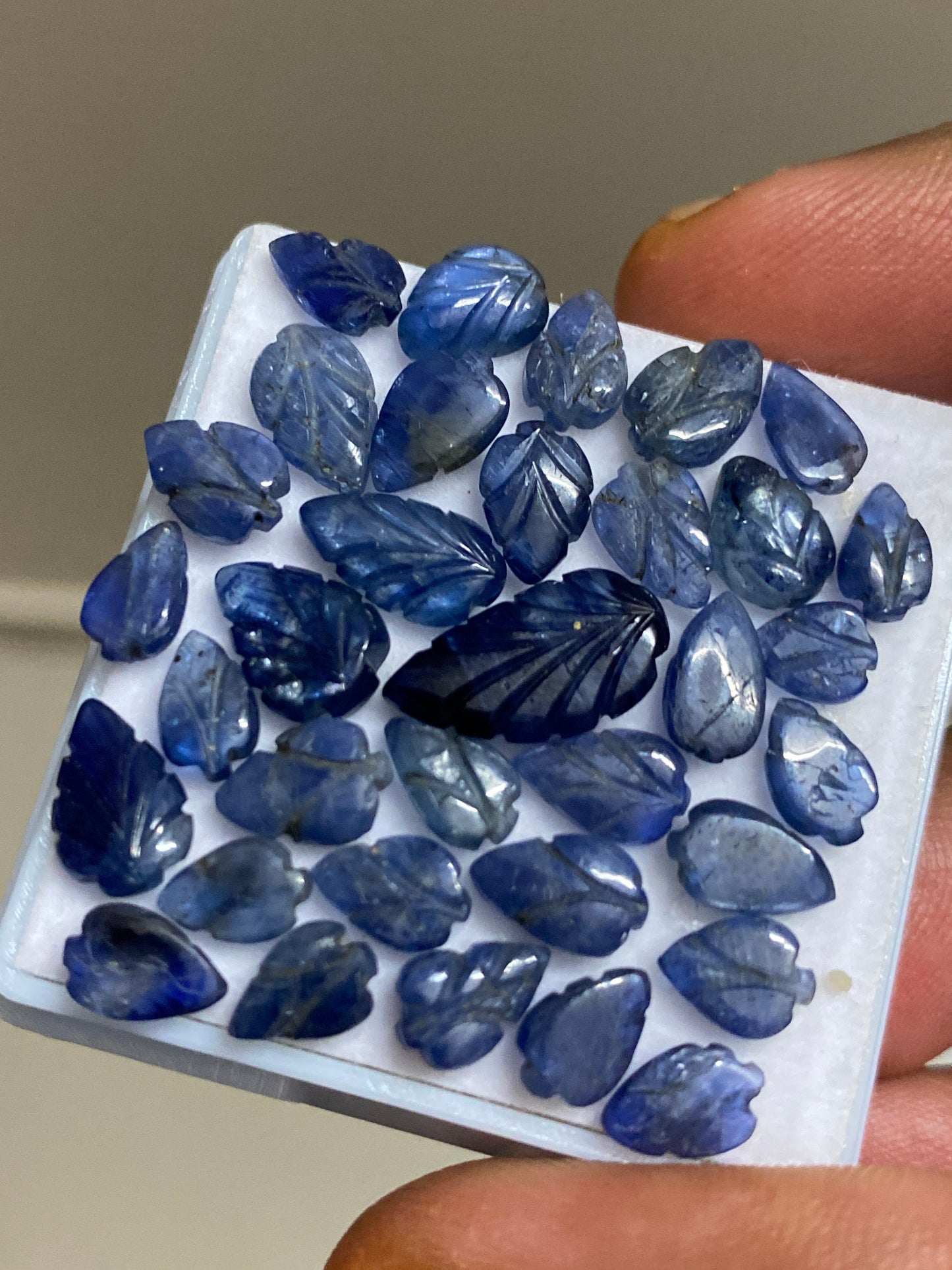 Burma Blue sapphire leaves carvings weight 34 carats Burmese ruby size 7x4.5mm-13.8x7mm pieces 34 burma mines ruby carvings rare burma ruby