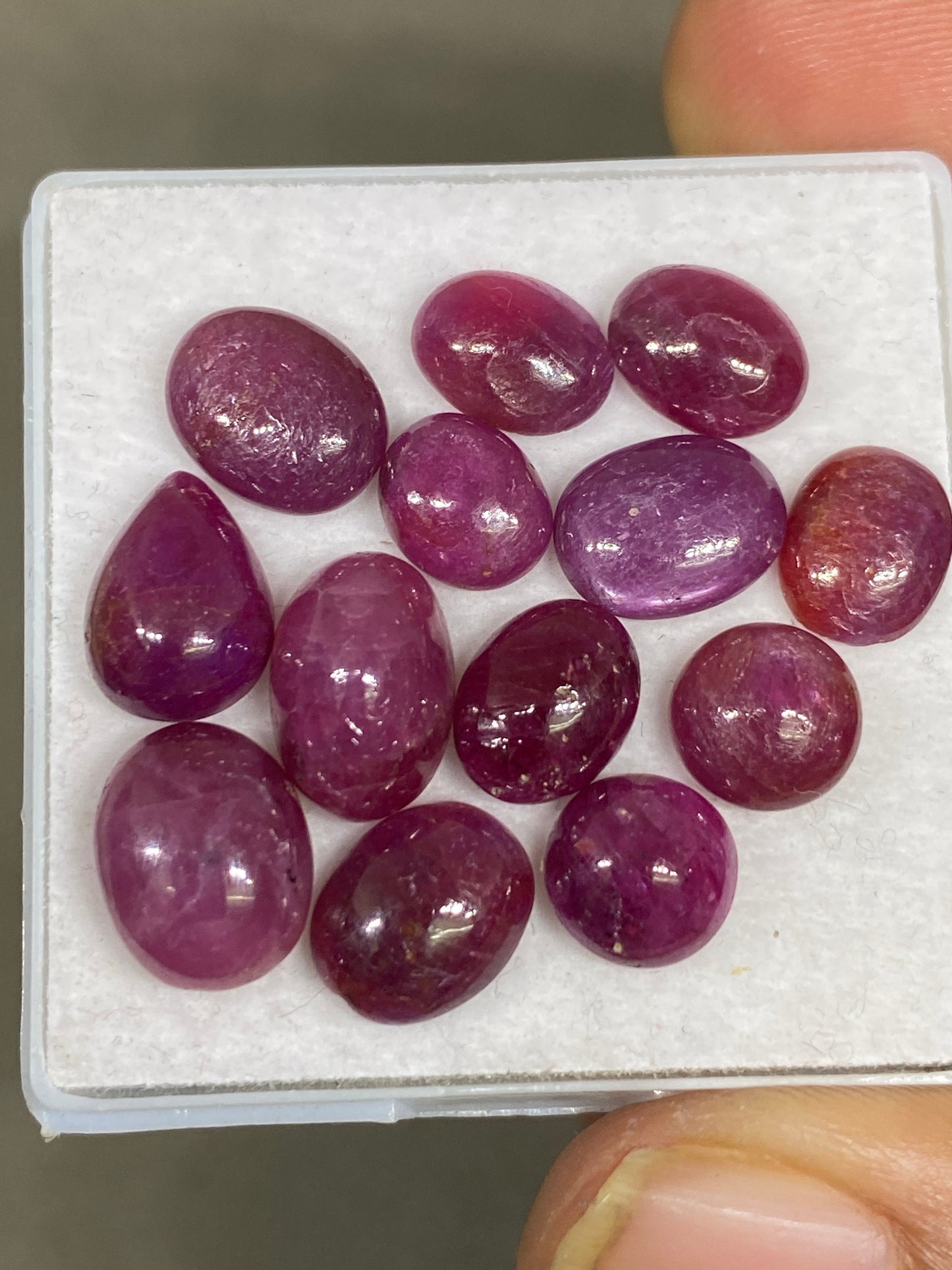 very rare natural ruby cabochons tanzania mine lot mix pcs 13  wt cts  size 9x6.5-11x9mm unheated untreated ruby smooth