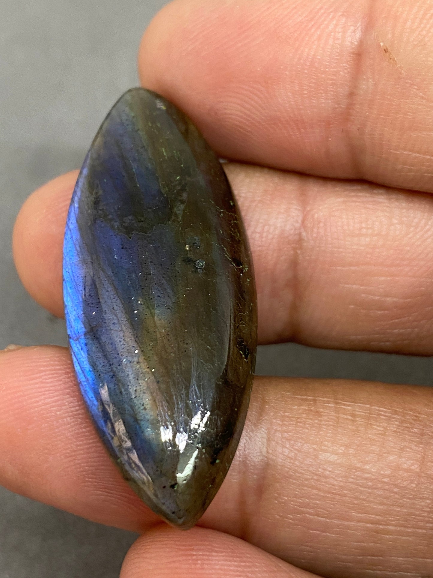 Amazing blue fire labradorite marquees shape cabochon carats single piece 7 grams size 43x17mm rare fine polished labradorite big size