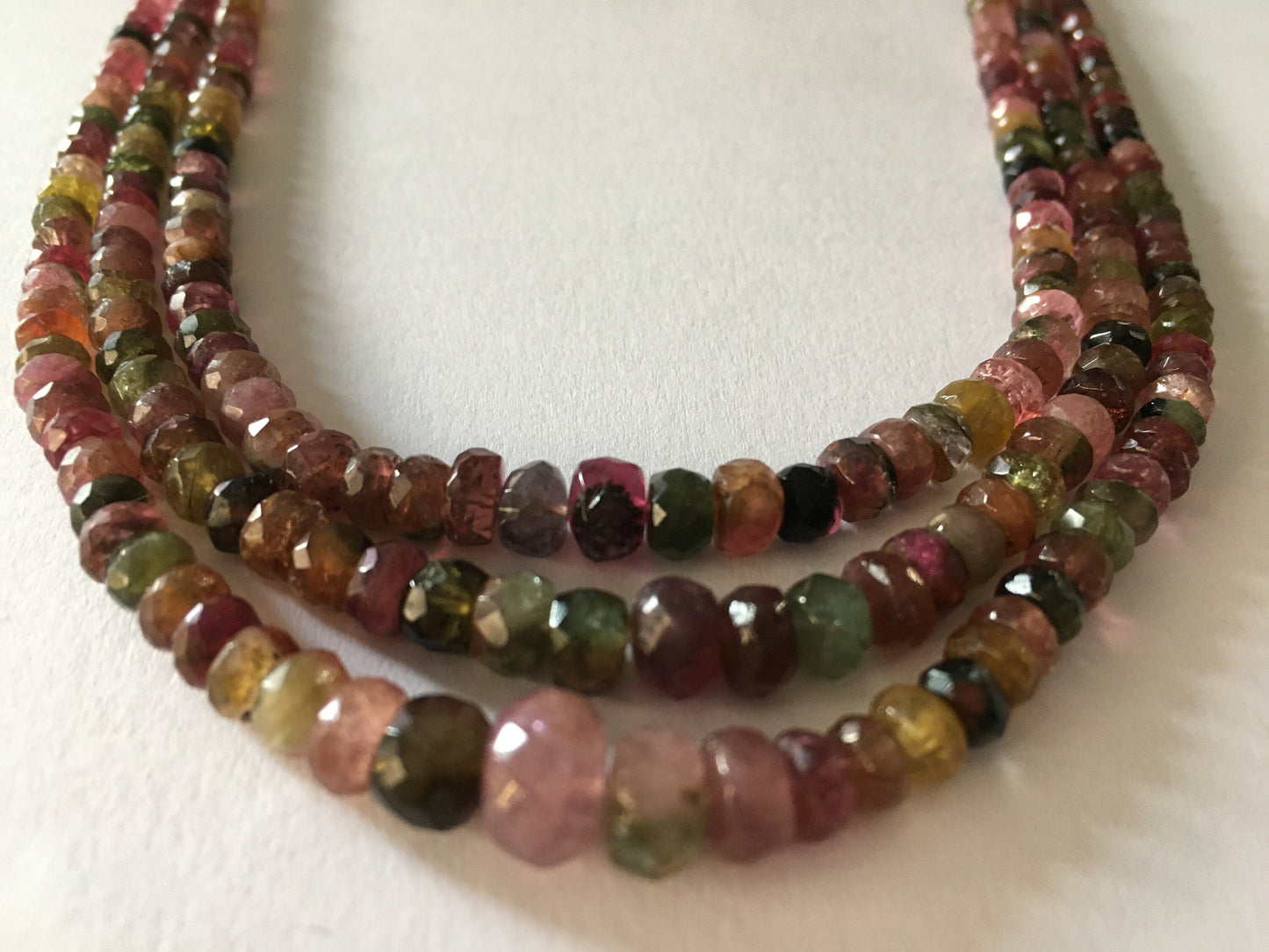 Beautiful multi tourmaline faceted beads necklace amazing quality lovely color