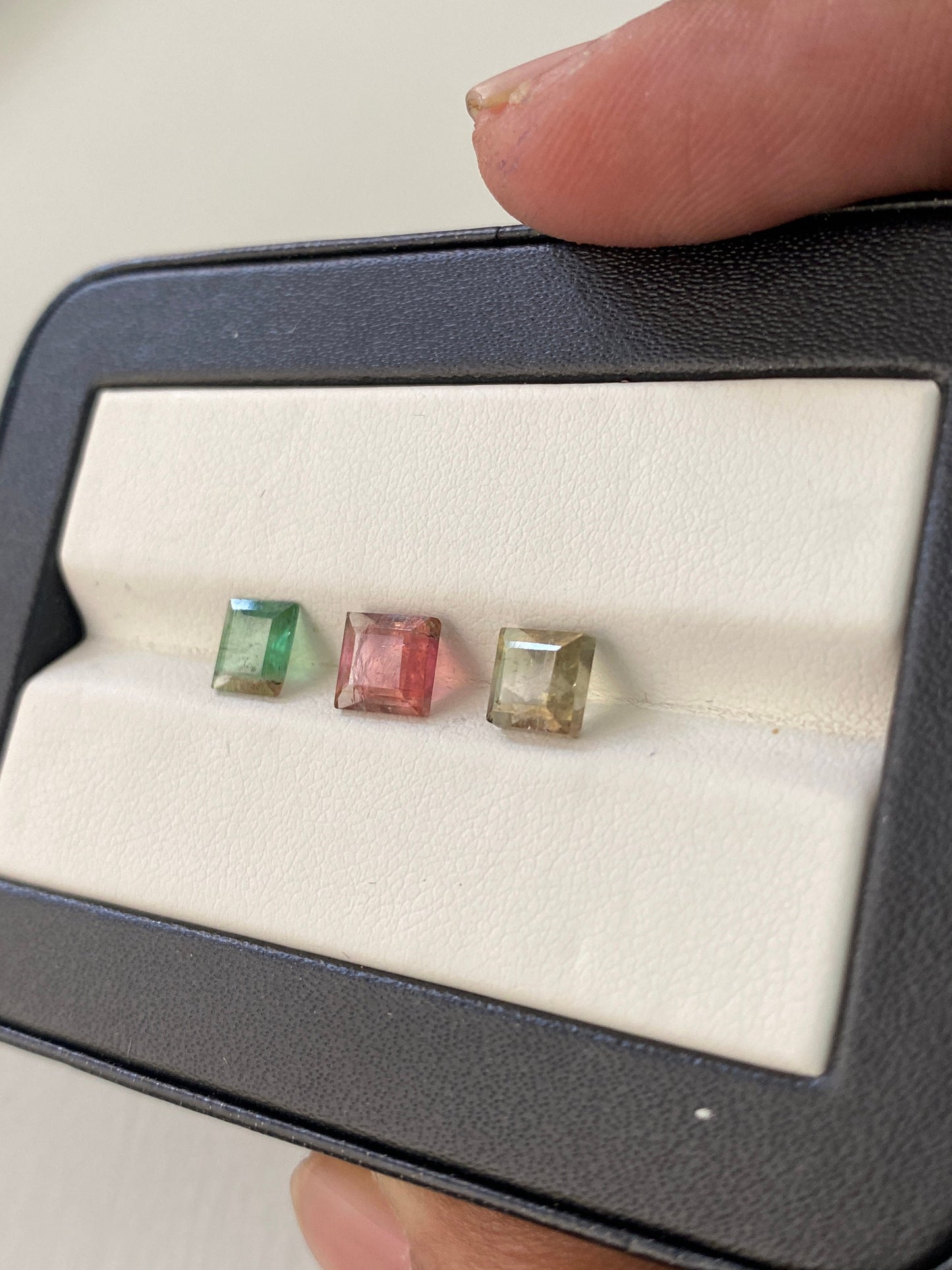 Stunning Rare Watermelon Tourmaline cutstones pcs 3 wt 3.5 carats size 5-6mm tourmaline cuts princess squares cutstones bi color tourmaline