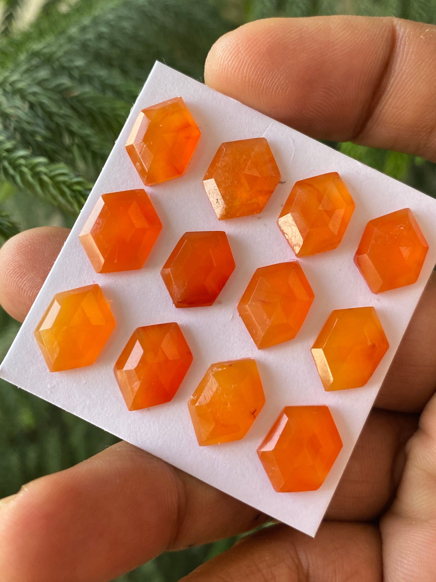 Marvellous carnelian hexagon step cuts wt 43 carats  pcs 12 size 14x9.7mm Carnelian  stepcut hexagons